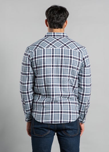 Tokyo Laundry Blue Cotton Flannel Shirt with Checked Print