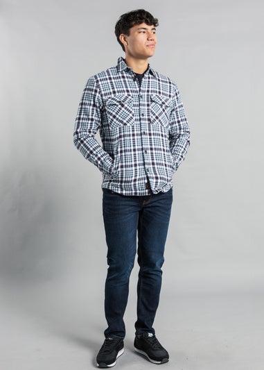 Tokyo Laundry Blue Cotton Flannel Shirt with Checked Print