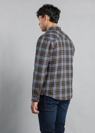 Tokyo Laundry Khaki Cotton Flannel Shirt with Checked Print