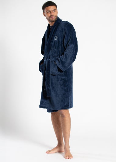 Tokyo Laundry Blue Plush Shawl Collar Dressing Gown