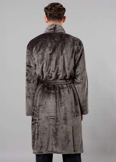 Tokyo Laundry Dark Grey Plush Shawl Collar Dressing Gown