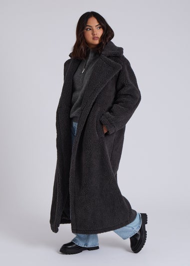 Urban Bliss Charcoal Borg Longline Jacket