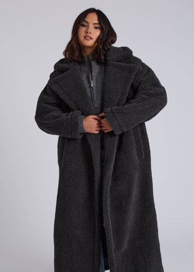 Urban Bliss Charcoal Borg Longline Jacket