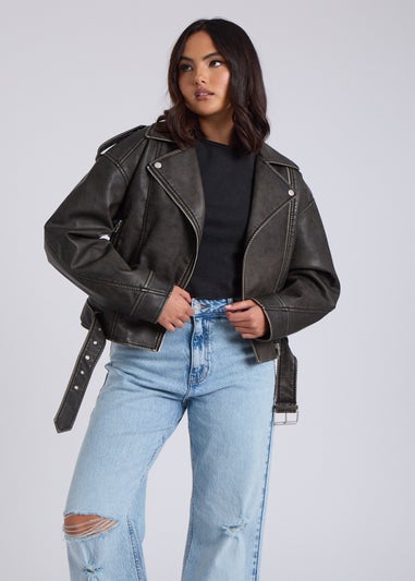 Urban Bliss Black Distressed PU Biker Jacket