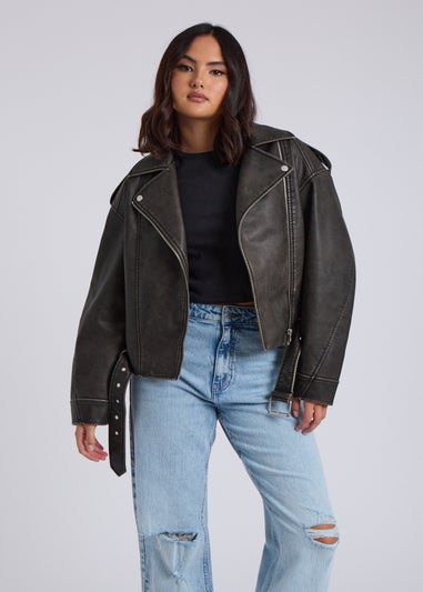 Urban Bliss Black Distressed PU Biker Jacket