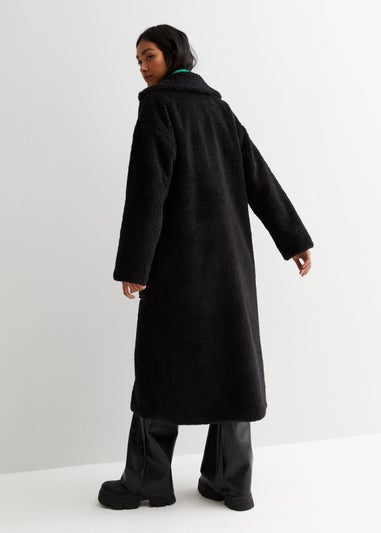 Gini London Black Longline Teddy Coat