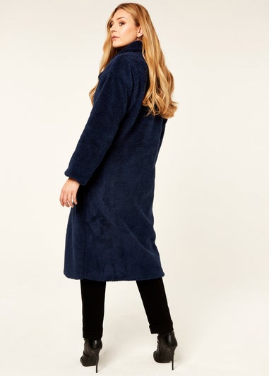 Gini London Navy Longline Teddy Coat