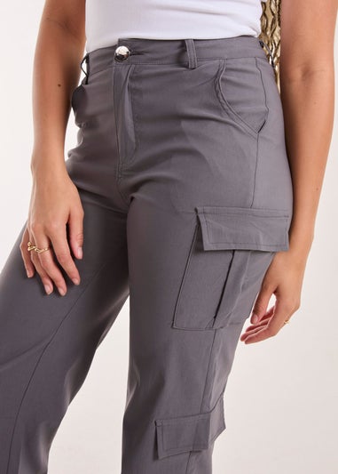 Pink Vanilla Grey Pocket Detail Wide Leg Cargo Pants