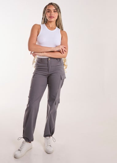 Pink Vanilla Grey Pocket Detail Wide Leg Cargo Pants