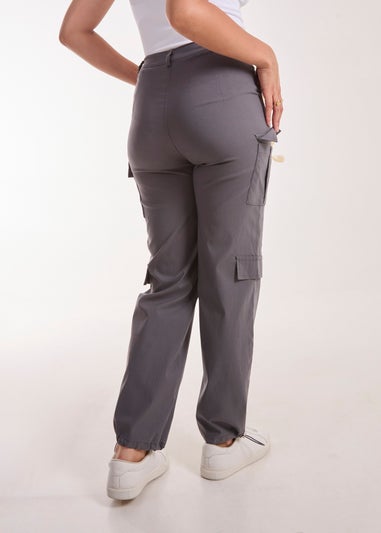 Pink Vanilla Grey Pocket Detail Wide Leg Cargo Pants