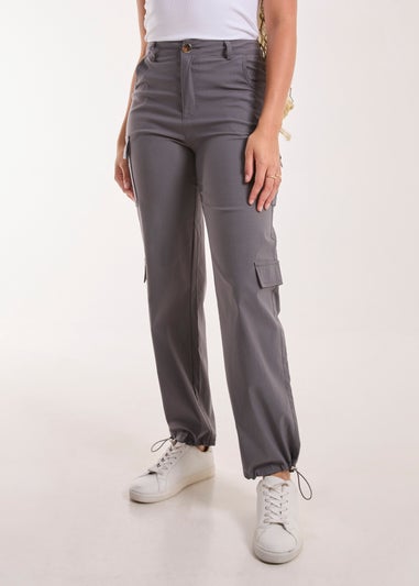 Pink Vanilla Grey Pocket Detail Wide Leg Cargo Pants