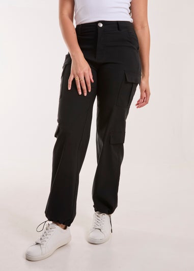 Pink Vanilla Black Pocket Detail Wide Leg Cargo Pants