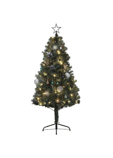 HOMCOM Blue Artificial Christmas Tree with LED Lights and Blue Decorations