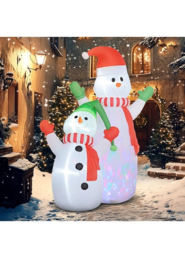 Outsunny White Christmas Inflatable Snowman with Rotating Colorful LED Light