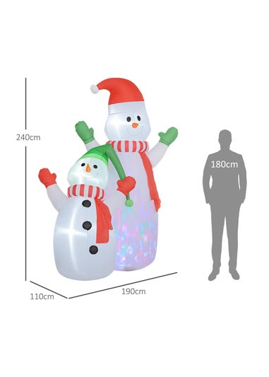 Outsunny White Christmas Inflatable Snowman with Rotating Colorful LED Light