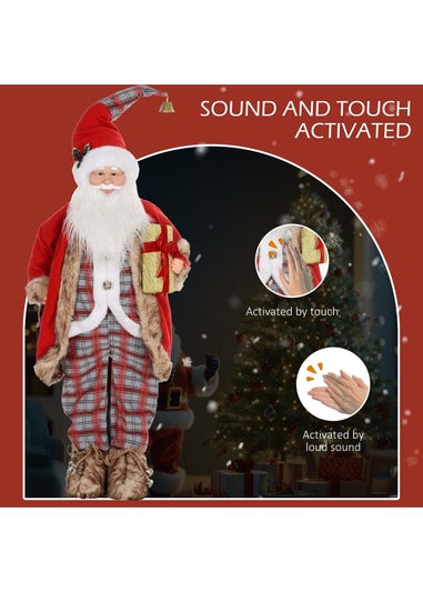 HOMCOM Red Animated Life Size Santa Claus with Sound Activated