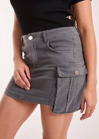 Pink Vanilla Grey Oversized Pocket Cargo Mini Skirt