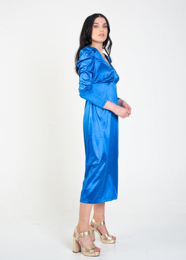 Gini London Cobalt Blue V Neck Structured Jersey Midaxi Dress