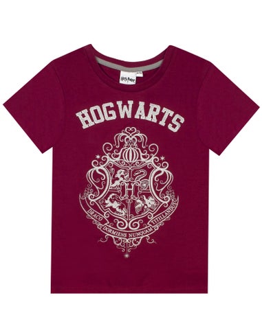 Harry Potter Girls Purple Hogwarts Crest Pyjama Set (5-14 Years)