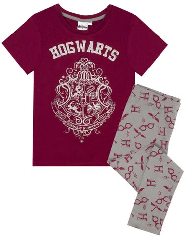 Harry Potter Girls Purple Hogwarts Crest Pyjama Set (5-14 Years)