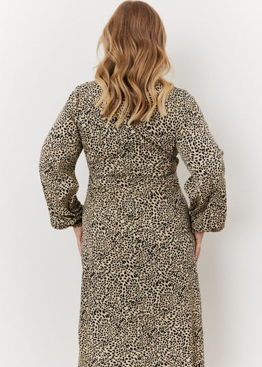 In The Style Beige Animal Print Midi Dress