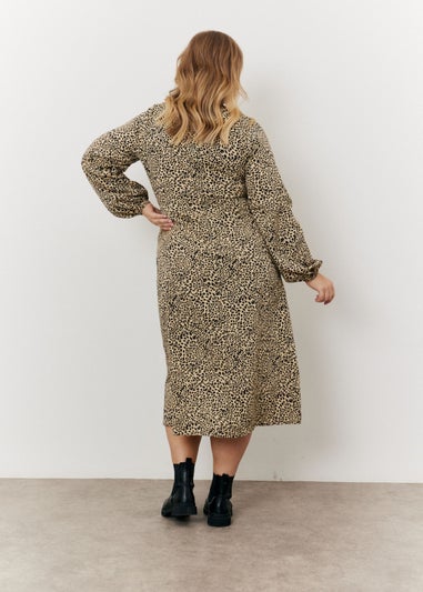 In The Style Beige Animal Print Midi Dress