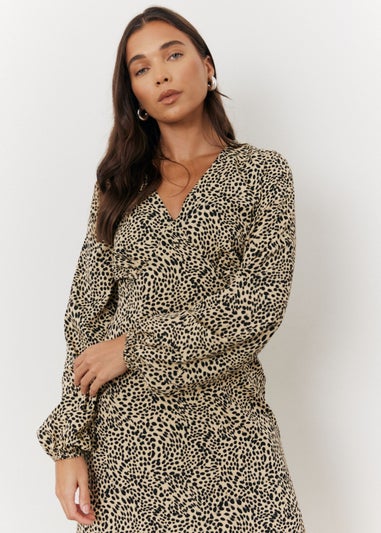 In The Style Beige Animal Print Midi Dress