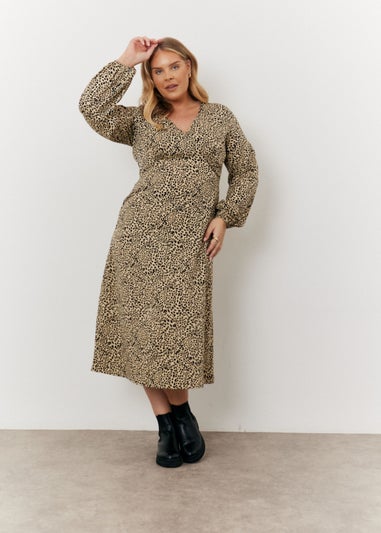 In The Style Beige Animal Print Midi Dress