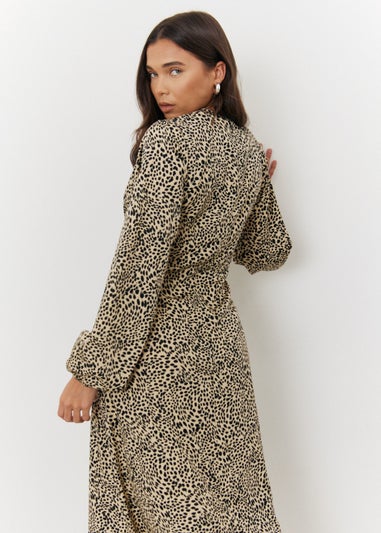 In The Style Beige Animal Print Midi Dress