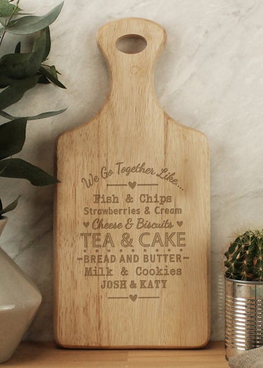 Personalised Memento Company We Go Together Brown Wooden Paddle Board