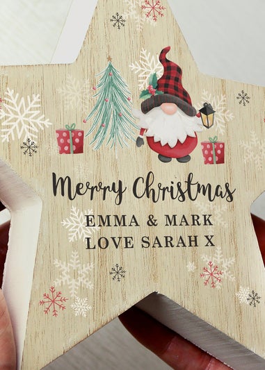 Personalised Memento Company Gonk Christmas White Wooden Star Ornament