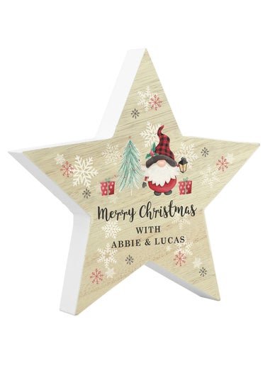 Personalised Memento Company Gonk Christmas White Wooden Star Ornament