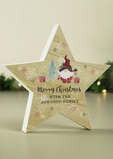 Personalised Memento Company Gonk Christmas White Wooden Star Ornament