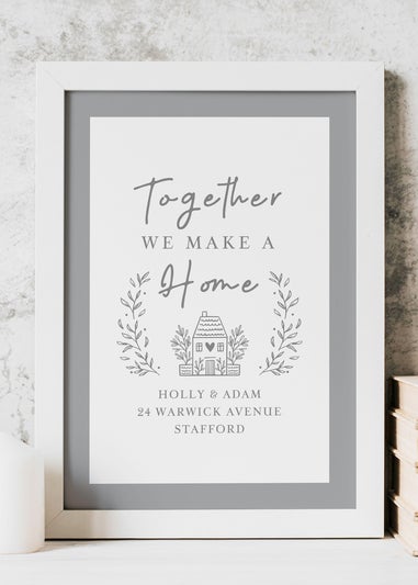 Personalised Memento Company HOME White A4 Framed Print