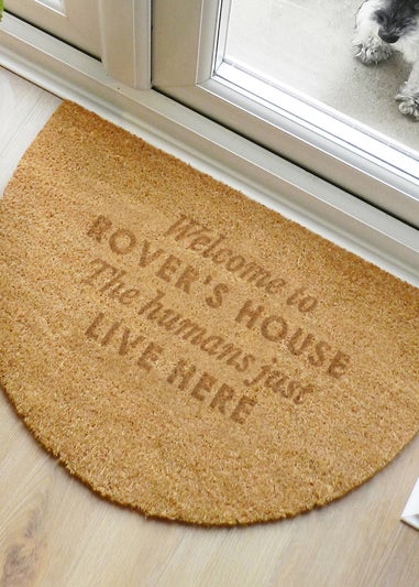 Personalised Memento Company Free Text Half Moon Brown Indoor Doormat