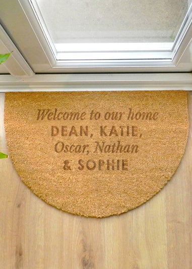 Personalised Memento Company Free Text Half Moon Brown Indoor Doormat