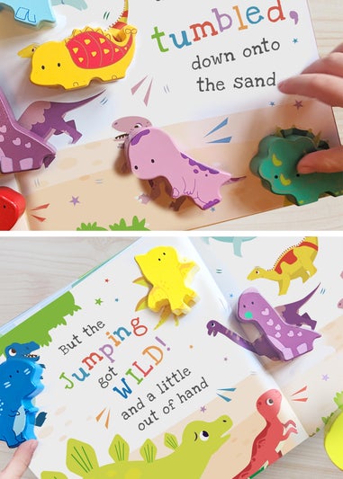 Personalised Memento Company Green Dinosaur Book & Stacking Toy