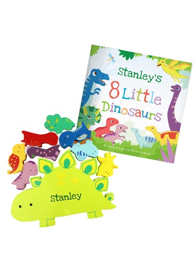 Personalised Memento Company Green Dinosaur Book & Stacking Toy