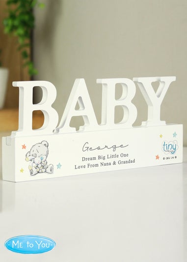 Personalised Memento Company Tiny Tatty Teddy White Wooden Baby Ornament