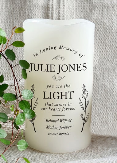 Personalised Memento Company In Loving Memory Cream LED Candle