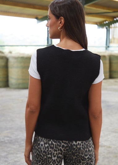 Threadbare Black Cassie Knitted Waistcoat