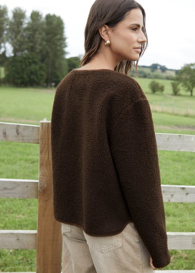 Threadbare Chocolate Marler Borg Fleece Toggle Jacket