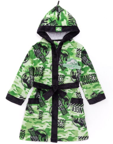 Jurassic World Boys Green Camo Logo Print Bathrobe (4-12 Years)