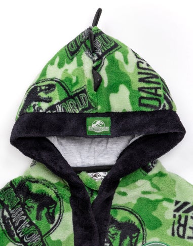 Jurassic World Boys Green Camo Logo Print Bathrobe (4-12 Years)