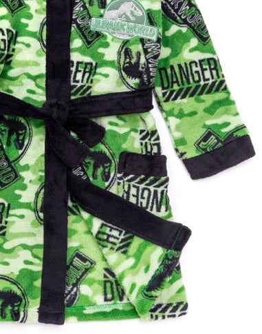 Jurassic World Boys Green Camo Logo Print Bathrobe (4-12 Years)