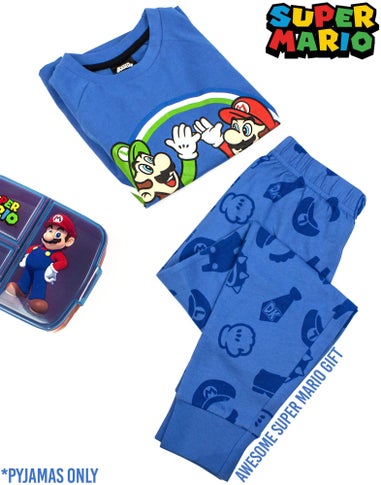 Nintendo Boys Blue Mario & Luigi Pyjama Set (5-14 Years)