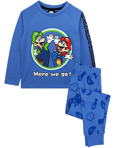 Nintendo Boys Blue Mario & Luigi Pyjama Set (5 - 14 Years)