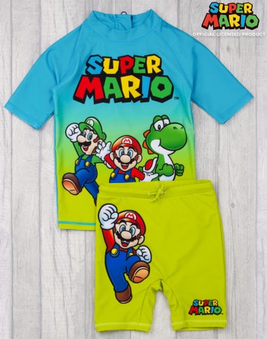 Nintendo Boys Blue Mario & Luigi 2 Piece Swim Set (3-12 Years)