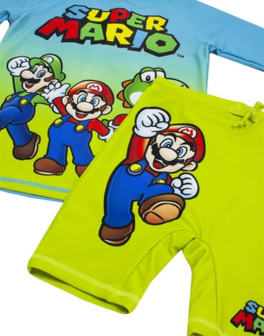 Nintendo Boys Blue Mario & Luigi 2 Piece Swim Set (3-12 Years)