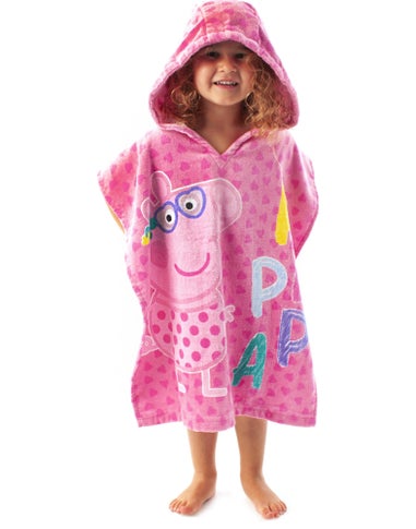 Peppa Pig Girls Pink Poncho Towel and Swimming Costume Set (12 Months-7 Years)